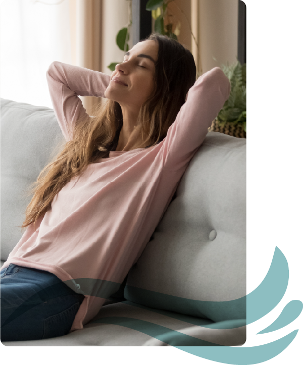 Woman relaxing on couch